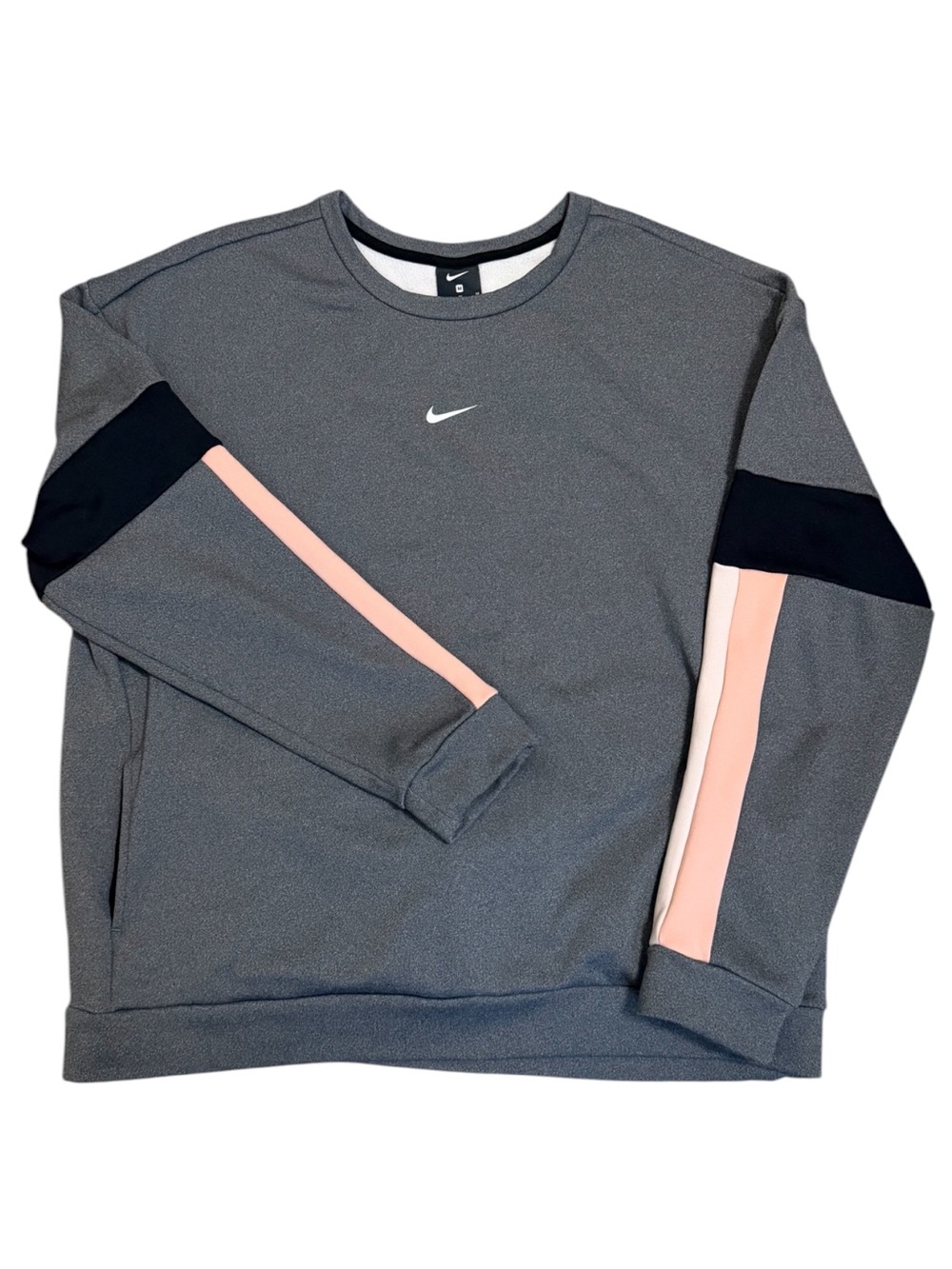 NIKE Gray and Pink Colorblock Pullover Crewneck Sweatshirt